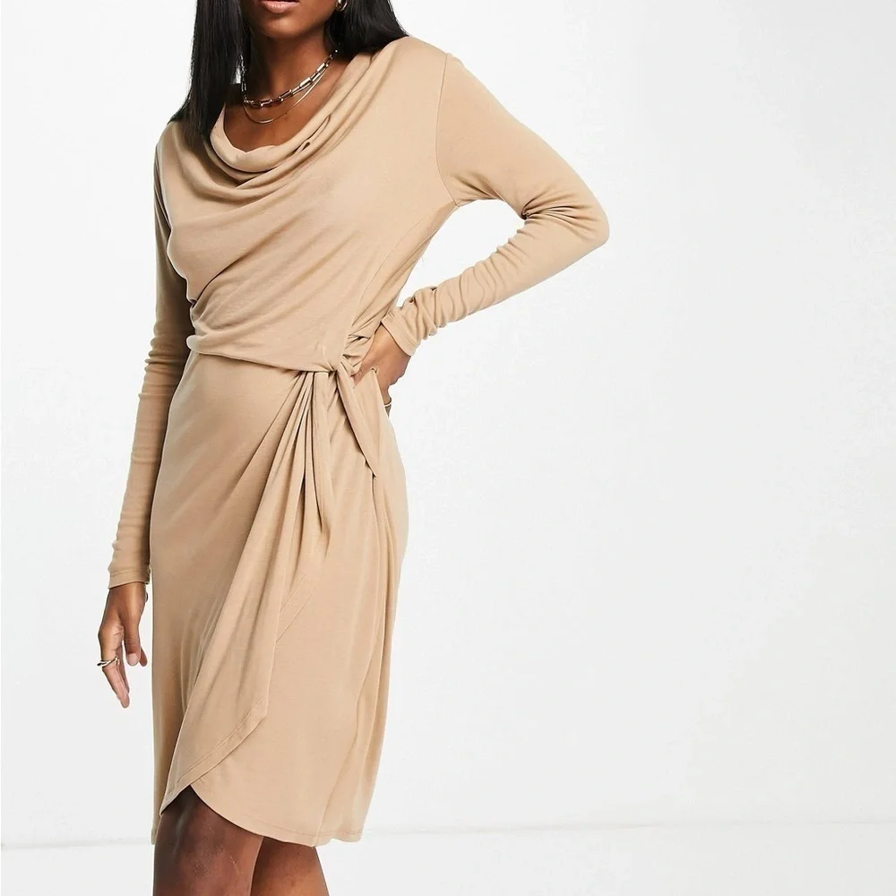 Ted Baker Neyda Jersey Drape Wrap Dress Long Sleeve Lightweight Knit Dress